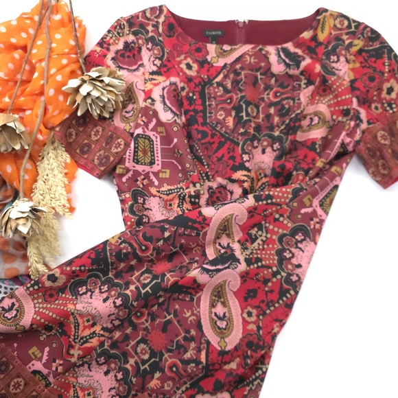 Talbots Red and Pink Paisley Midi Dress - Picture 8 of 9